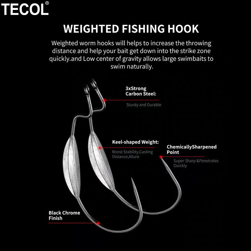 TECOL 3 Stück 6/0 8/0 10/0 Gew – Fishing Hook Offset Bewertung und Preis